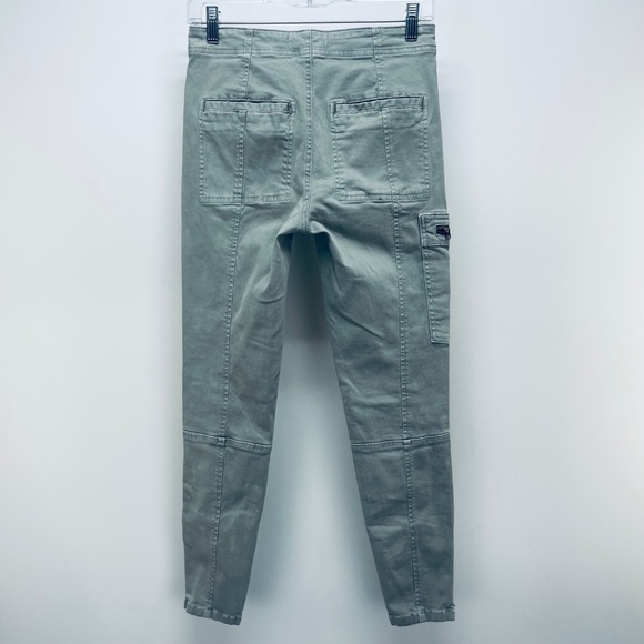 Anthropologie Pants Sz 27 Women’s Moto Utility Trouser Skinny Sage Green - Picture 13 of 13